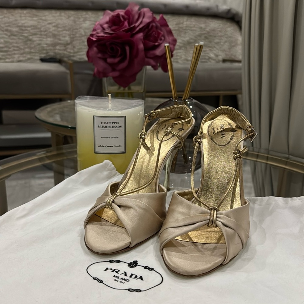 Never worn Prada satin nude heels size 37